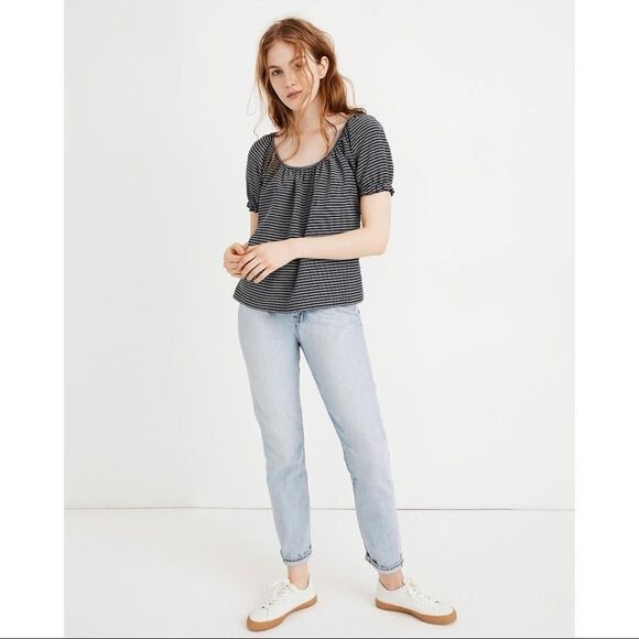 Madewell Texture & Thread Peasant Top in Stripe - Picture 1 of 8
